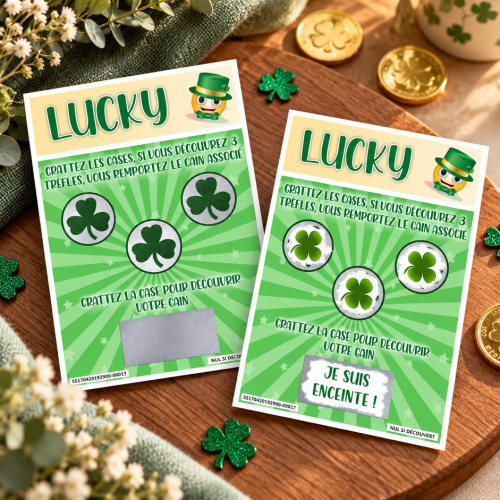 Carte à gratter ticket de jeu personnalisable - Modèle Lucky Tendance Cadeau - 1