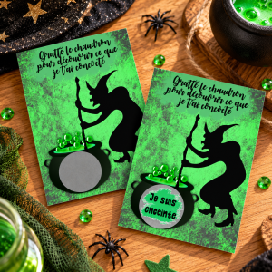 Carte à gratter sorcière personnalisable Halloween Tendance Cadeau - 1