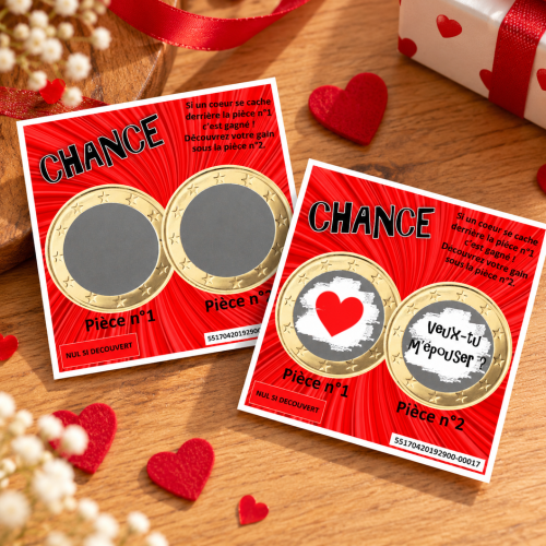 Carte à gratter personnalisée rouge coeur – Annonce ou cadeau original Tendance Cadeau - 1