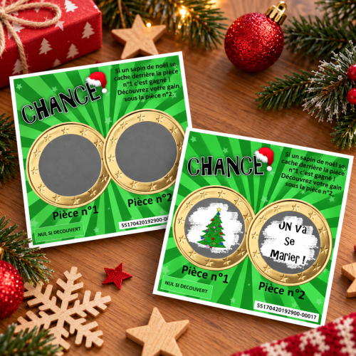 Carte à gratter personnalisée verte Noël – Annonce ou cadeau original Tendance Cadeau - 1