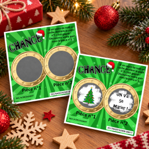 Carte à gratter personnalisée verte Noël – Annonce ou cadeau original Tendance Cadeau - 1