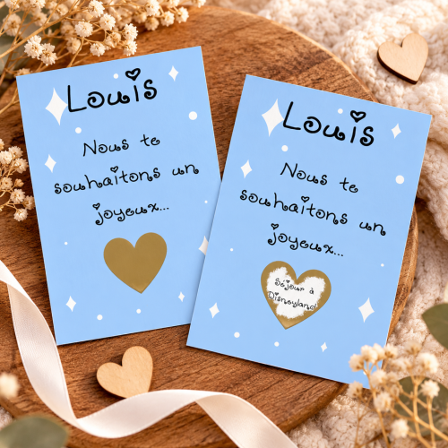 Carte à gratter personnalisable Disney bleue – Annonce originale Tendance Cadeau - 1