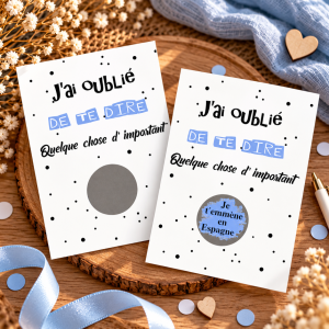 Carte à gratter personnalisable bleu – Texte de votre choix "J'ai oublié de te dire quelque chose" Tendance Cadeau - 1