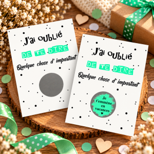 Carte à gratter personnalisable verte – Texte de votre choix "J'ai oublié de te dire quelque chose" Tendance Cadeau - 1