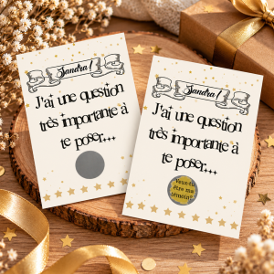 Carte à gratter personnalisable – "Veux-tu être ma témoin ?" Modèle or Tendance Cadeau - 1