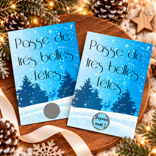 Carte à gratter Noël personnalisable pour une annonce originale modèle neige Tendance Cadeau - 1