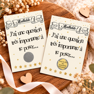 Carte à gratter personnalisable – "Veux-tu être ma demoiselle d'honneur ?" Modèle or Tendance Cadeau - 1