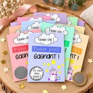 Cartes à gratter personnalisées annonce grossesse – Modèle licorne, 12 versions | Tendance Cadeau Tendance Cadeau - 1