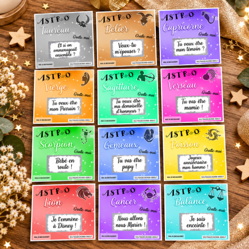 Carte à gratter ASTRO+ personnalisée – Annonce grossesse ou événement unique Tendance Cadeau - 13