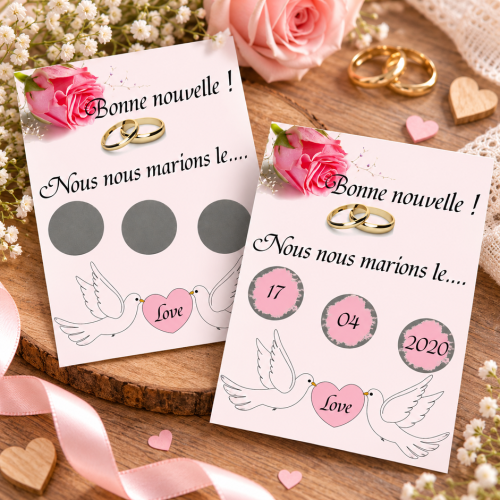 Carte à gratter personnalisable - Annonce date de mariage Tendance Cadeau - 1