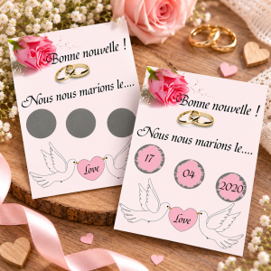 Carte à gratter personnalisable - Annonce date de mariage Tendance Cadeau - 1