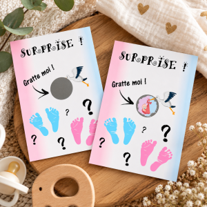 Carte à gratter personnalisée – Cigogne fille pour une annonce originale Tendance Cadeau - 1