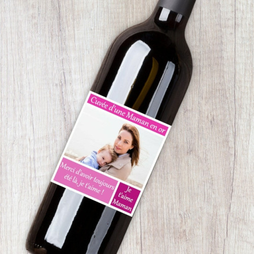 Étiquette pour bouteille de vin maman personnalisable avec photo Tendance Cadeau - 3