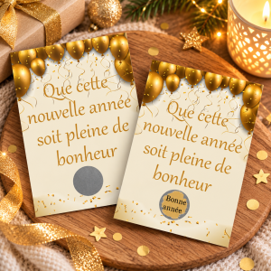 Carte à gratter or personnalisable pour une annonce originale au nouvel an Tendance Cadeau - 1