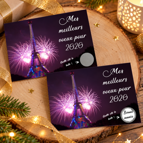 Carte à gratter nouvel an personnalisable modèle Paris Tendance Cadeau - 1