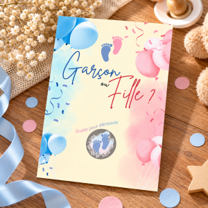 Carte à gratter révélation sexe bébé – Modèle Garçon Tendance Cadeau - 1