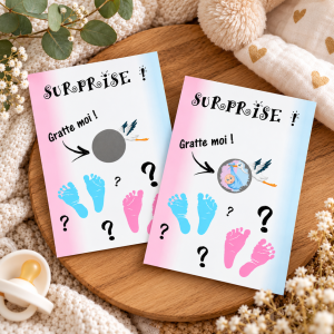 Carte à gratter personnalisée – Cigogne garçon pour une annonce originale Tendance Cadeau - 1