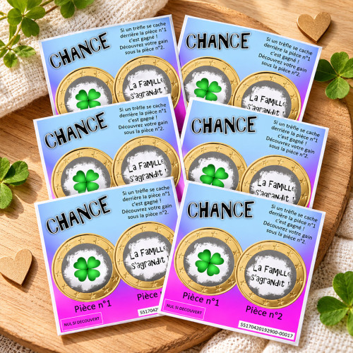 Lot de 6 cartes à gratter annonce grossesse modèle ticket de jeu Tendance Cadeau - 1