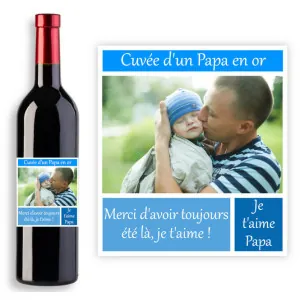 Étiquette pour bouteille de vin papa personnalisable avec photo Tendance Cadeau - 1