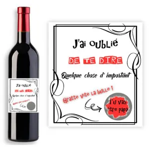 Étiquette bouteille de vin personnalisable avec case à gratter Tendance Cadeau - 1