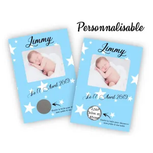 Faire-part de naissance original avec case à gratter modèle Jimmy Tendance Cadeau - 1
