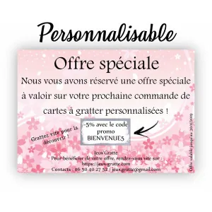 Flyer à gratter avec case à gratter pour une action commerciale originale modèle rose à fleurs Tendance Cadeau - 1