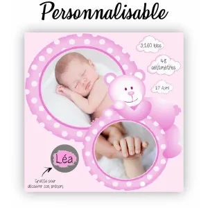 Faire-part de naissance original avec case à gratter modèle Liam ou Léa Tendance Cadeau - 1