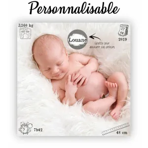 Faire-part de naissance original avec case à gratter modèle Louane Tendance Cadeau - 1
