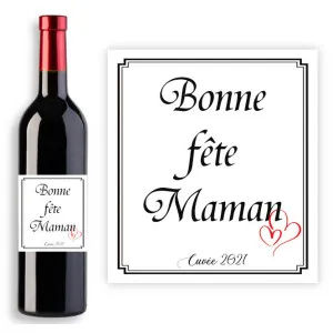 Étiquette personnalisée pour bouteille de vin fête des mères Tendance Cadeau - 1