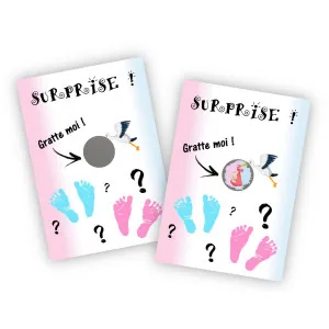 Carte à gratter personnalisée – Cigogne fille pour une annonce originale Tendance Cadeau - 1