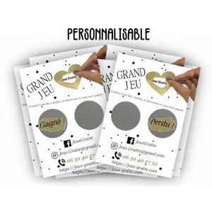 Lot de 50 cartes à gratter personnalisables – Modèle Or 2 Bulles, Actions commerciales Tendance Cadeau - 1