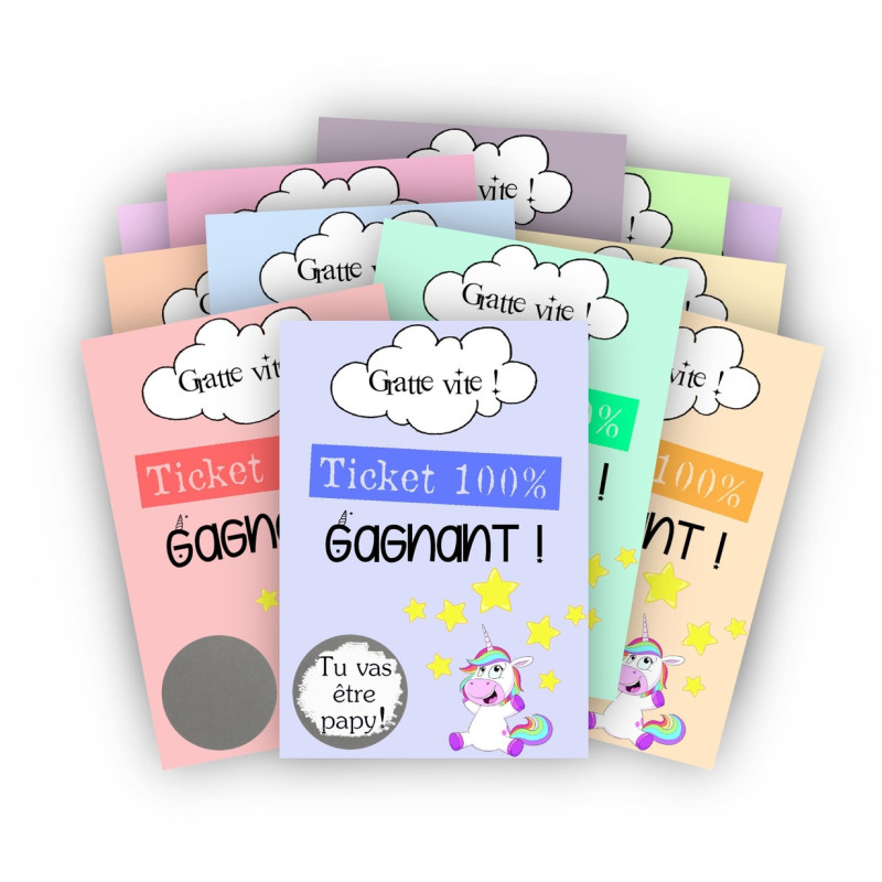 Cartes à gratter licorne – Annonce grossesse |Expédition 24H