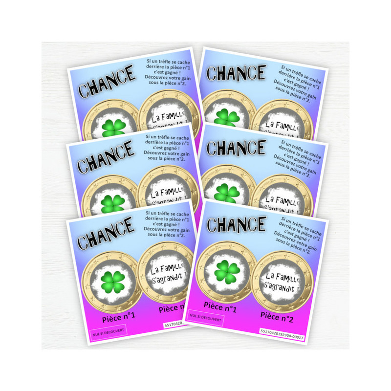 Lot 6 cartes à gratter ticket - Annonce grossesse - Envoi 24H
